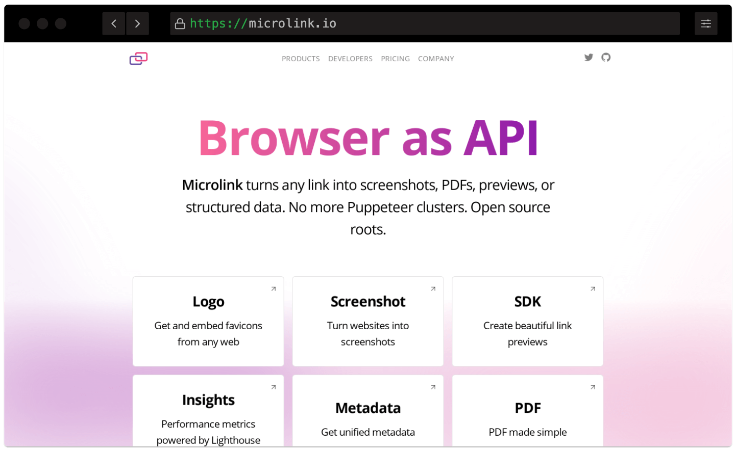 Microlink animated screenshot API
